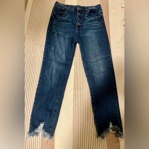 Risen jeans with button fly shark bit hem size 31/13